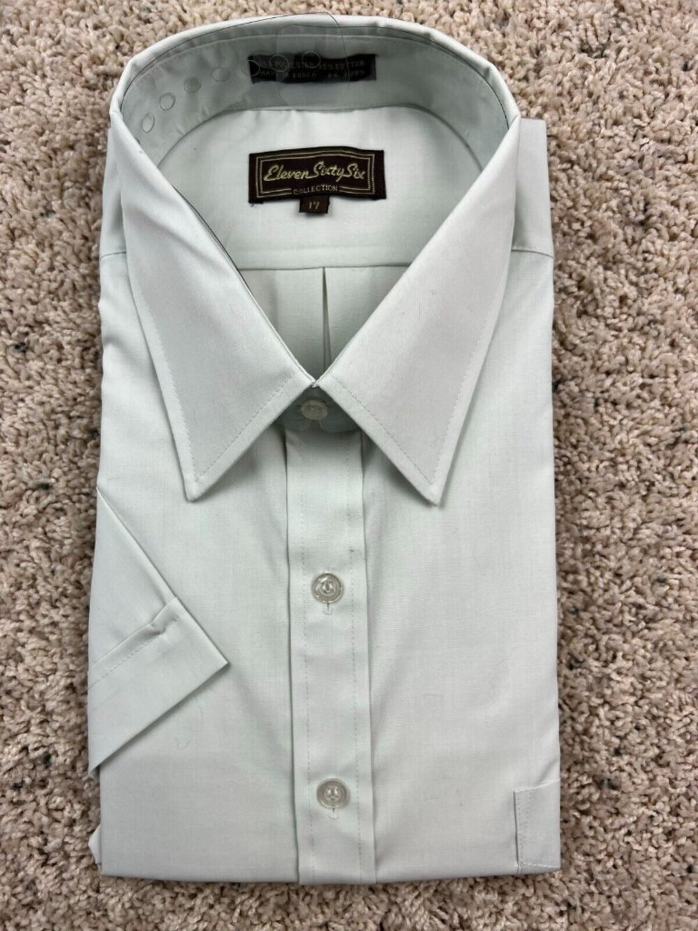 NOS VTG Eleven Sixty Six 1166 Collection Button Up Size 17 Point Collar 80’s S/S
